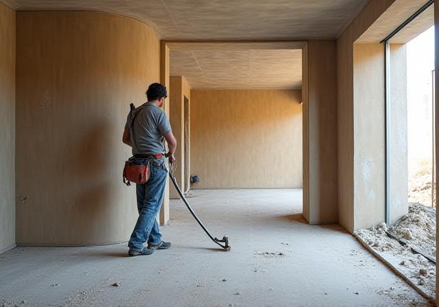 Locale in fase di pulizia dopo lavori edili a Olbia, gestito da Arcipelago Pulisia.