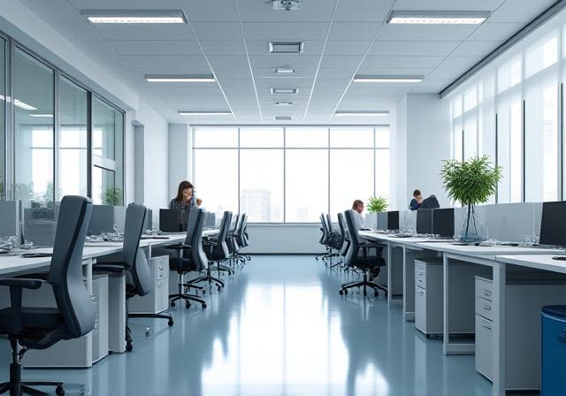 Ufficio moderno e ordinato dopo il servizio di pulizia professionale di Arcipelago Pulisia.